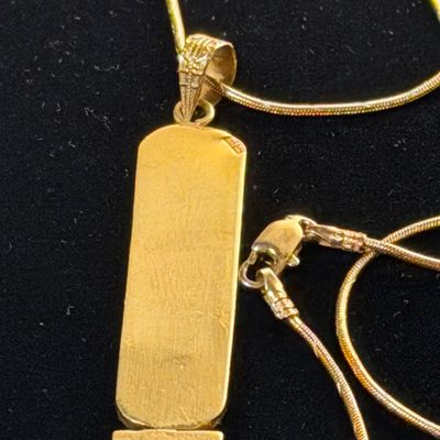 14k Yellow Gold Cartouche Handmade Egyptian Necklace & Pendant