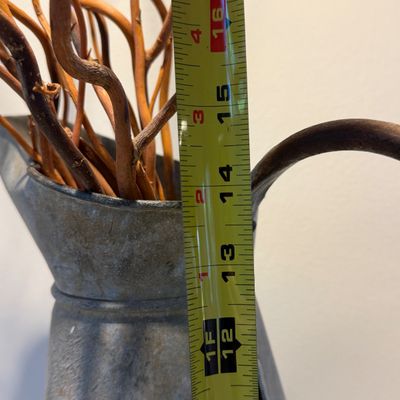 Pair of Large Rustic Metal Pitcher Vases, Aged Patina Finish, Farmhouse Decor
