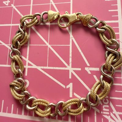 14k Gold Two Toned Harry Manson Schmidt Chain Bracelet