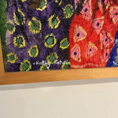 Kathy Katuti “Going Shopping” Framed Oil on Canvas Painting