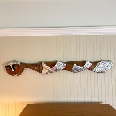 5” Long Hand Carved Wooden Tribal Wall Sculpture