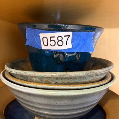 Lot of Signed Studio Pottery Bowls, Blue and Green Glazed Ceramics