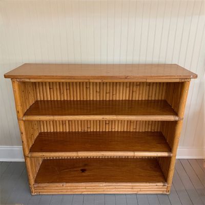 Vintage Bamboo & Wood 3-Tier Bookshelf
