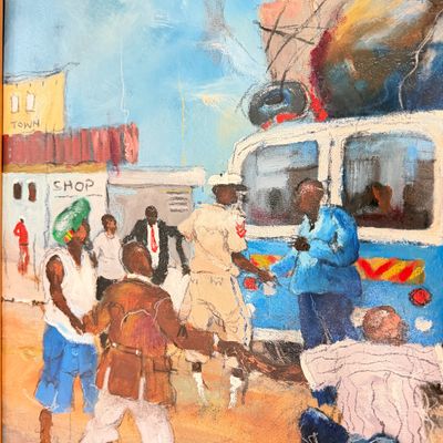Henry Tayali Signed Original Oil on Canvas, 2006, Zambian Artist, Framed Painting