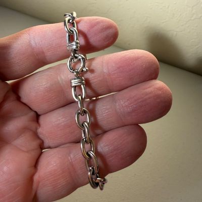 14k White Gold Italy Chain Bracelet