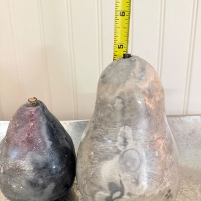 “Article” Aluminum Tray w Set of 4 Sculptural Ceramic Pears