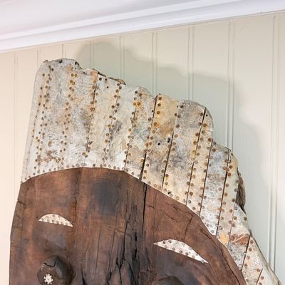 Large Wooden Tribal Mask Wall Sculpture