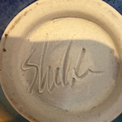 Studio Pottery Collection of Blue Glazed Bowls, Plates, and Pitcher, Signed Handmade Ceramics
