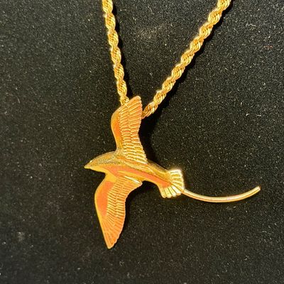 14k Yellow Gold Bermuda Longtail Seabird Pendant & Necklace