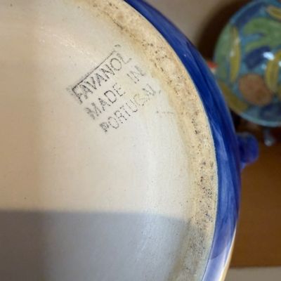 Collection of Colorful Decorative Ceramic Pottery, Serving Plates, Bowls, Teapot, and Mugs