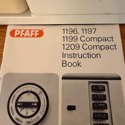 Vintage Pfaff 1209 Compact Sewing Machine with Hard Case and Instruction Manuals Tested