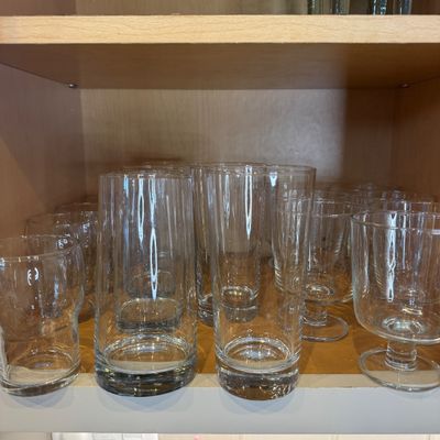 Lot of 21 Glassware – Heavy-Bottom Highball Tumblers & Stemmed Drinking Glasses
