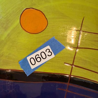 Signed Abstract Modernist Geometric Ceramic Art Plate