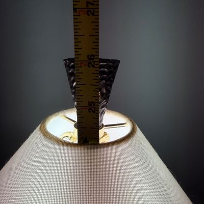 Pair of Vintage-Style Black Textured Table Lamp w Tapered Shade