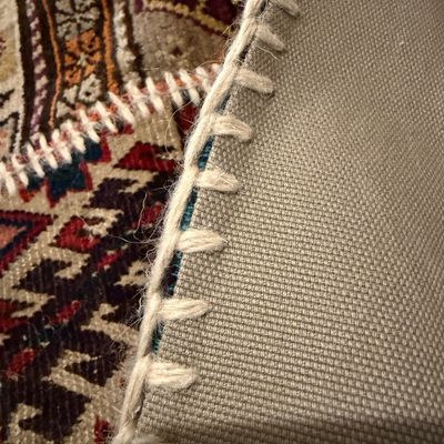 Multicolored Patchwork Rug Runner with Geometric Tribal Patterns w Rug Pad