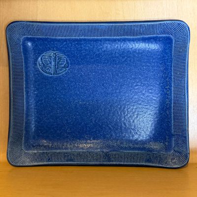 Studio Pottery Collection of Blue Glazed Bowls, Plates, and Pitcher, Signed Handmade Ceramics