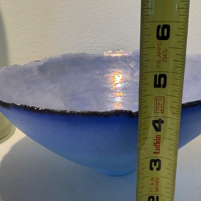 Signed Studio Art Pottery Bowl & Hand-Painted Floral Art Glass Vase, Unique Artisan Pieces