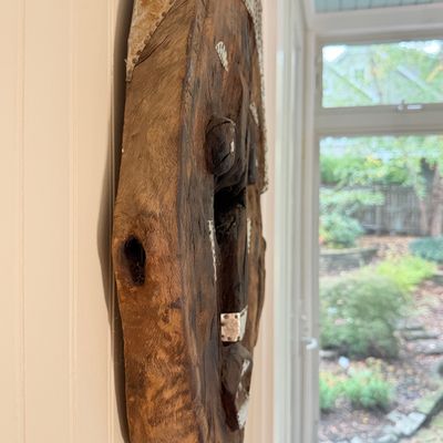 Large Wooden Tribal Mask Wall Sculpture