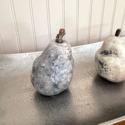 “Article” Aluminum Tray w Set of 4 Sculptural Ceramic Pears