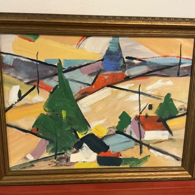 June Andres Framed Oil on Canvas Painting Artwork