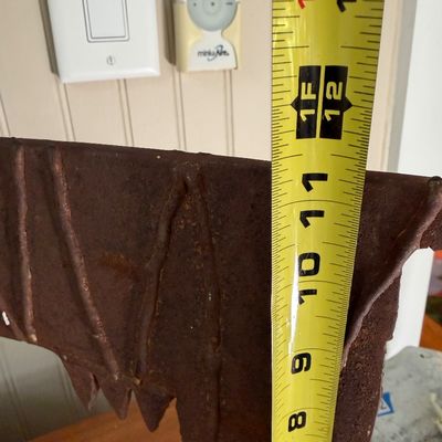 Heavy Metal and Wood Folk Art Sculpture with Angular Carved Face