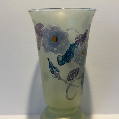 Signed Studio Art Pottery Bowl & Hand-Painted Floral Art Glass Vase, Unique Artisan Pieces