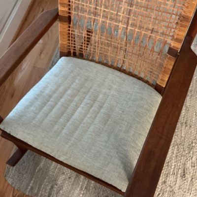 DUX Danish Modern Wooden Rocking Chair with Woven Cane Back, Made in Denmark