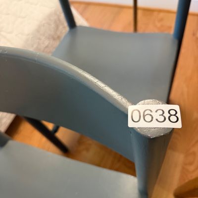 Set of 3 Gray Painted Wooden Chairs w Modern Minimalist Design