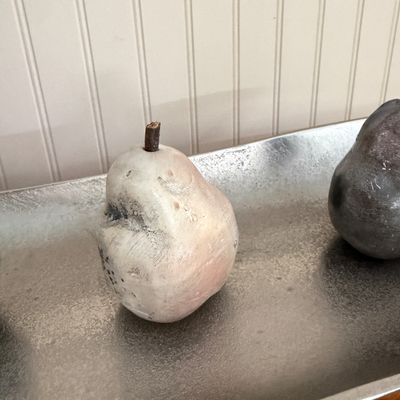 “Article” Aluminum Tray w Set of 4 Sculptural Ceramic Pears