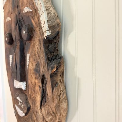 Large Wooden Tribal Mask Wall Sculpture