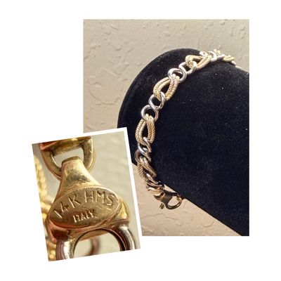 14k Gold Two Toned Harry Manson Schmidt Chain Bracelet