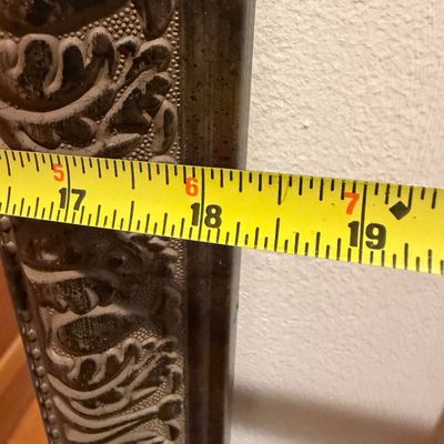 Dark Ornate Full-Length Wall Mirror with Embossed Decorative Frame