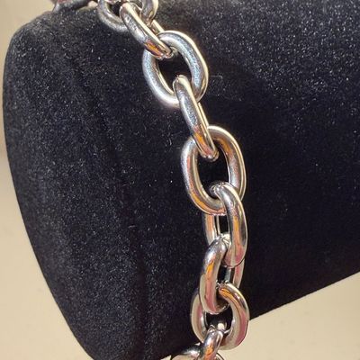 14k White Gold Italy Chain Bracelet