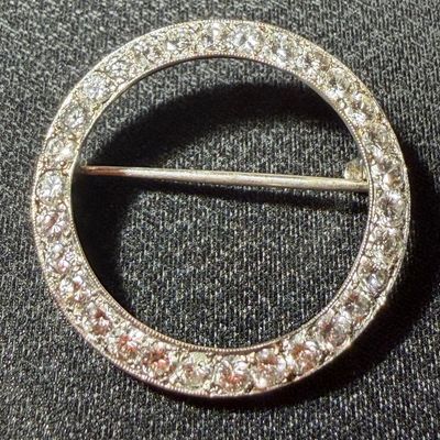 Vintage 14K White Gold Estate Brooch Pin