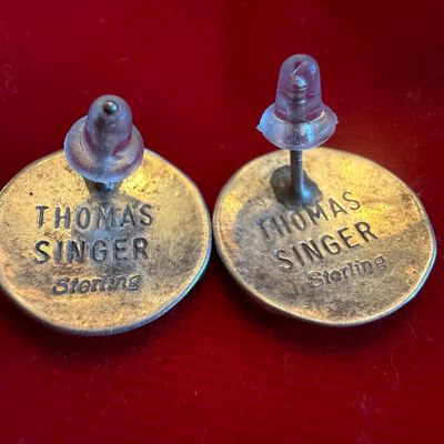 Tommy Singer Sterling Silver & Gold Overlay Geometric Earrings