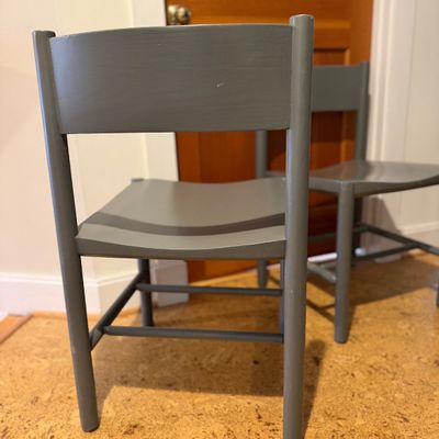 Set of 3 Gray Painted Wooden Chairs w Modern Minimalist Design