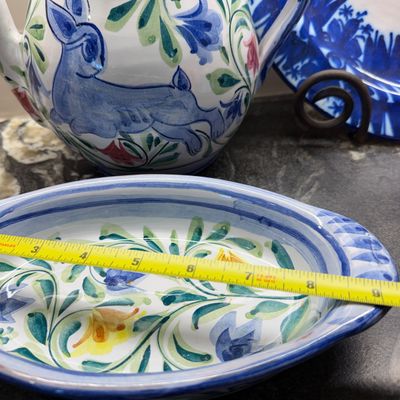 Lot Decorative Ceramic Pottery - Villeroy & Boch, Alsace Teapot, Hand-Painted Plates, Pitchers