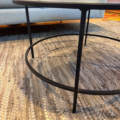 Modern Black Metal Coffee Table, Contemporary Minimalist Design