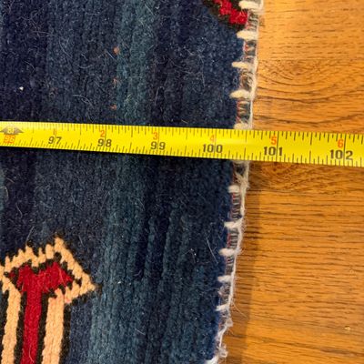 Multicolored Patchwork Rug Runner with Geometric Tribal Patterns w Rug Pad
