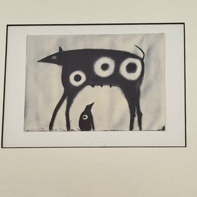 Two Framed Jimmy Wright Signed Abstract Minimalist Animal Artworks