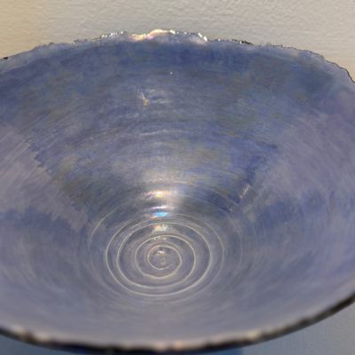 Signed Studio Art Pottery Bowl & Hand-Painted Floral Art Glass Vase, Unique Artisan Pieces