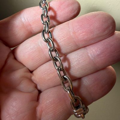 14k White Gold Italy Chain Bracelet