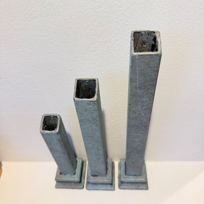 Set of 3 Metal Candle Holders, Rustic Patina Finish, Minimalist Industrial Decor