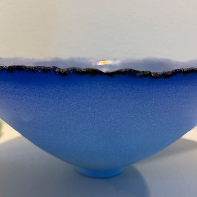 Signed Studio Art Pottery Bowl & Hand-Painted Floral Art Glass Vase, Unique Artisan Pieces