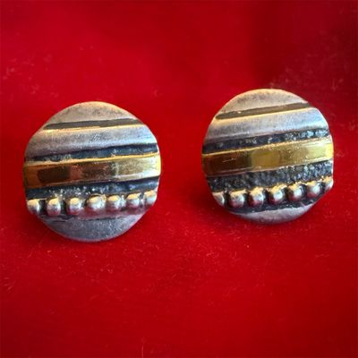 Tommy Singer Sterling Silver & Gold Overlay Geometric Earrings