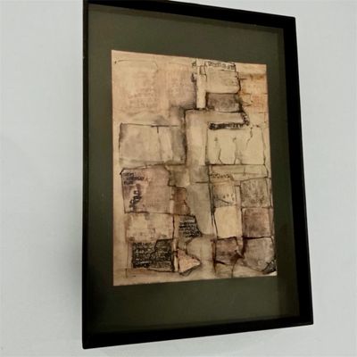 Large Signed “Leaf From The Notebook of Hammurabi” Mixed Media Abstract Artwork
