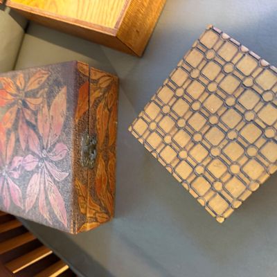 Mid Century Serving Tray & Crafted Wooden Boxes
