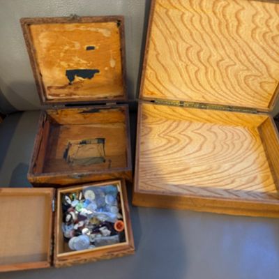 Mid Century Serving Tray & Crafted Wooden Boxes