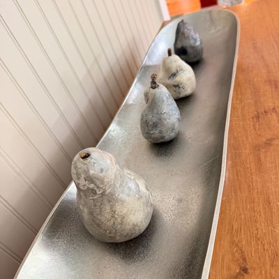 “Article” Aluminum Tray w Set of 4 Sculptural Ceramic Pears