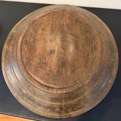 Rustic Wooden Serving Plate w Decorative Pears, Farmhouse Centerpiece